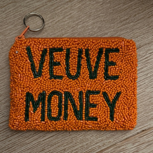 New Veuve Money Orange Beaded Coin Purse - Picture 1 of 3